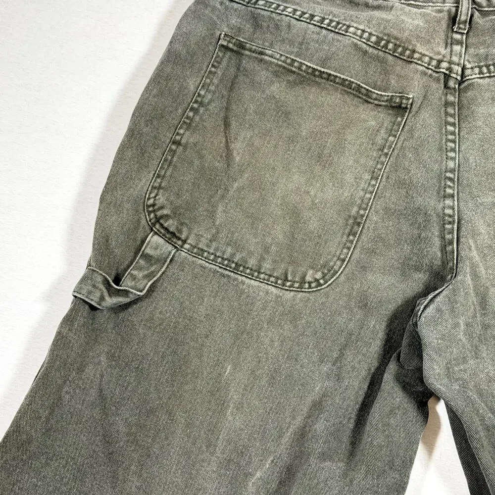 Y2K Faded Black Denim Baggy Jorts Shorts Size 40 Mexico Skater Long 100% Cotton